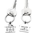 Wood's Good Set of 2 PERSONALISED Luxury Our First Home Keyring New House Owner Keyrings Housewarming Gifts for Couple New Home Gift Keyring New Homeowners Gift