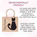 Cat Bag Hand Painted Jute Tote, Personalised Shopping Bag With Name On, Pet Lovers Gift Ideas, Girls School Bag, Womens Handbag, Small, Medium & Large Tote Reusable Shopper