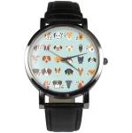 Dog pattern design wristwatch - Black/Brown strap (Brown)