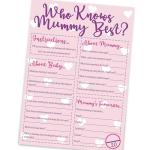 Who Knows Mummy Best Game – Baby Shower Game for Guests (Pink) – 10 Player Baby Shower Quiz Game – Fun Baby Shower Activity - Lovely Little Things