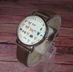 Dog pattern design wristwatch - Black/Brown strap (Brown)
