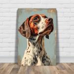 Braque D'Auvergne Canvas Art Print - Painted Illustration of French Canine, Dog Lovers Collectible, Gun Dog Decor, Pet Portrait, Vibrant Wall Art