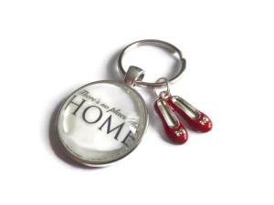 No place like home 25mm glass cabochon keyring Wizard of OZ themed gift, Dorothy OZ book musicals themed birthday Xmas present, starting college university leaving home present
