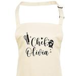 Pomchick - Personalised Name Kitchen Apron with Pockets Gift For Her Mum Mummy Woman Grilling Cooking Baking BBQ Women Aprons