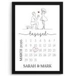 Beecreative Engagement Gifts For Couples, Personalised Engagement Present Ideas, Engaged Couple Gift, A5 A4 Prints and Frame