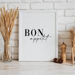 Violet Grace Bon Appétit, Let's Eat Set Of 3 Prints - Kitchen, Dining Room Wall Art - A5 A4 A3 Unframed Black, White & Colour - Typography Print Picture Poster Home Décor
