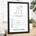 Beecreative Engagement Gifts For Couples, Personalised Engagement Present Ideas, Engaged Couple Gift, A5 A4 Prints and Frame