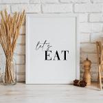 Violet Grace Bon Appétit, Let's Eat Set Of 3 Prints - Kitchen, Dining Room Wall Art - A5 A4 A3 Unframed Black, White & Colour - Typography Print Picture Poster Home Décor
