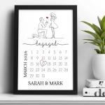 Beecreative Engagement Gifts For Couples, Personalised Engagement Present Ideas, Engaged Couple Gift, A5 A4 Prints and Frame