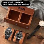 Personalized Watch Travel Case, Custom Watch Roll for Men, Classic PU Leather Watch Case with Removable Pillows & Solid Dividers for Storage and Display, Gift for Groomsmen, Father, Friend