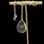 Cairui Design Dandelion Make a Wish Real Flower Waterdrop Glass Teardrop Pendant 925 Sterling Silver Chain Necklace for Women Handmade
