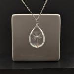 Cairui Design Dandelion Make a Wish Real Flower Waterdrop Glass Teardrop Pendant 925 Sterling Silver Chain Necklace for Women Handmade