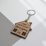 Personalised Wooden Keyring Set – Our First Home Gift – Custom Names & House Number – New Home Keyrings for Couples – Housewarming Present – Set of 2 (Our New Home)
