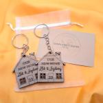 Personalised Wooden Keyring Set – Our First Home Gift – Custom Names & House Number – New Home Keyrings for Couples – Housewarming Present – Set of 2 (Our New Home)