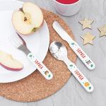 Treat Republic Personalised Kids Metal Cutlery Set – Plastic/Metal Printed Children's Jungle Animal Culinary Kit of Spoon, Knife, Fork with Custom Names | Kitchen Utensils & Custom Gifts