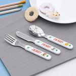 Treat Republic Personalised Kids Metal Cutlery Set – Plastic/Metal Printed Children's Jungle Animal Culinary Kit of Spoon, Knife, Fork with Custom Names | Kitchen Utensils & Custom Gifts