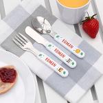 Treat Republic Personalised Kids Metal Cutlery Set – Plastic/Metal Printed Children's Jungle Animal Culinary Kit of Spoon, Knife, Fork with Custom Names | Kitchen Utensils & Custom Gifts