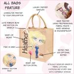 Personalised Caricature Jute Bag for NHS Nurse, Painted Tote Bags available in Large Medium and Small Sizes, Reusable Shopping Bag for Care Workers, Ladies Handbag