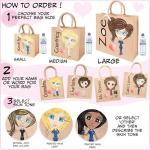 Personalised Caricature Jute Bag for NHS Nurse, Painted Tote Bags available in Large Medium and Small Sizes, Reusable Shopping Bag for Care Workers, Ladies Handbag