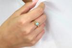 Turquoise Bezel Ring - 14k Gold - Perfect Bridal Accessory - December Birthstone Beauty - Simple and Elegant Stackable Design