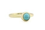Turquoise Bezel Ring - 14k Gold - Perfect Bridal Accessory - December Birthstone Beauty - Simple and Elegant Stackable Design