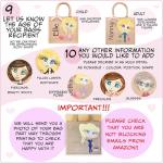 Personalised Caricature Jute Bag for NHS Nurse, Painted Tote Bags available in Large Medium and Small Sizes, Reusable Shopping Bag for Care Workers, Ladies Handbag