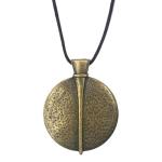 ASTER ALHELÍ Large Ethnic Pendant Necklace for Women in Bronze Finish with Brown Suede Cord – Long Adjustable Statement Necklace Boho Style – Handmade Jewellery Gift (Bronze)
