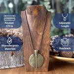 ASTER ALHELÍ Large Ethnic Pendant Necklace for Women in Bronze Finish with Brown Suede Cord – Long Adjustable Statement Necklace Boho Style – Handmade Jewellery Gift (Bronze)