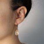 PEPELUALI Handmade 14K Gold Sea Glass Wire Wrap Drop Earrings Jewelry (White),Beach Earrings, Summer Gift, Ocean Jewelry Inspirational Gifts for Women, Mom, Sister