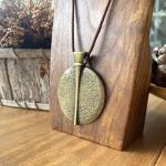 ASTER ALHELÍ Large Ethnic Pendant Necklace for Women in Bronze Finish with Brown Suede Cord – Long Adjustable Statement Necklace Boho Style – Handmade Jewellery Gift (Bronze)