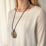 ASTER ALHELÍ Large Ethnic Pendant Necklace for Women in Bronze Finish with Brown Suede Cord – Long Adjustable Statement Necklace Boho Style – Handmade Jewellery Gift (Bronze)