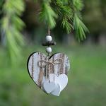 Heart-shaped Wooden Decorative Hanging Handmade Hearts Ornaments for Wedding Party Valentine Christmas Home Decoration Car Decor (#6, 1Pcs)
