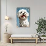 Lowchen (Little Lion Dog) Painted Illustration Canvas Art Print – Canine Portrait, Dog Lovers' Collectible, Vibrant Decorative Artwork, Pet Memoir, Charming Animal Capture