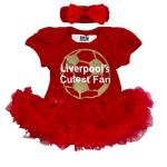 Baby Girl's Liverpool's Cutest Fan Football Red Tutu Romper with Headband, Newborn Baby Football Kit (3-6 Months)