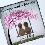 Personalised Couple Pebble Art Picture - Handmade Engagement, Valentines, Wedding & Anniversary Gifts for Him & Her, Cute Birthday Gift for Boyfriend/Girlfriend, His and Hers Couples Presents