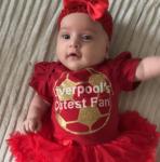 Baby Girl's Liverpool's Cutest Fan Football Red Tutu Romper with Headband, Newborn Baby Football Kit (3-6 Months)