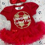 Baby Girl's Liverpool's Cutest Fan Football Red Tutu Romper with Headband, Newborn Baby Football Kit (3-6 Months)