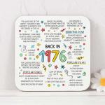 50th Birthday Coaster, Back in 1976, Gift for 50th Birthday, Milestone, Unique 50th Birthday Gift, Anniversary Keepsake