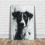 Sloughi Inspired Canvas Art Print – Painted Illustration Canine Elegance, Monochrome Homeware, Dog Lovers' Collectible, Interior Design, Unique Animal Artwork