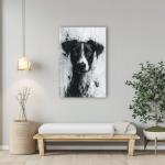 Sloughi Inspired Canvas Art Print – Painted Illustration Canine Elegance, Monochrome Homeware, Dog Lovers' Collectible, Interior Design, Unique Animal Artwork