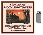 Murder at Moonleigh Towers | Host a 'Spooky' Murder Mystery Dinner Party Game for 6-8 (+1) players | Supplied on a USB memory stick | Prints everything to host a murder mystery game event
