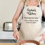 Pomchick - Personalised Name Kitchen Apron with Pockets Gift For Her Mum Mummy Woman Grilling Cooking Baking BBQ Women Aprons