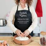 Pomchick - Personalised Name Kitchen Apron with Pockets Gift For Her Mum Mummy Woman Grilling Cooking Baking BBQ Women Aprons