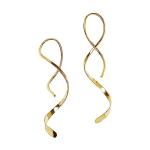 Spiral Threader Earrings for Women Stainless steel Handmade Twisted Curved Pull Through Earrings Drop Dangle Earrings Jewelry for Women (gold)