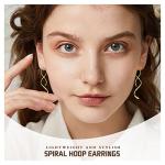 Spiral Threader Earrings for Women Stainless steel Handmade Twisted Curved Pull Through Earrings Drop Dangle Earrings Jewelry for Women (gold)