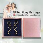 Spiral Threader Earrings for Women Stainless steel Handmade Twisted Curved Pull Through Earrings Drop Dangle Earrings Jewelry for Women (gold)