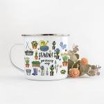 Personalised Enamel Gardening Mug Garden Gift for Him And Her Couple Present Allotment Head Gardener Grandma's Grandad's gardening mug