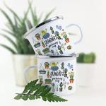 Personalised Enamel Gardening Mug Garden Gift for Him And Her Couple Present Allotment Head Gardener Grandma's Grandad's gardening mug