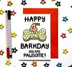 Birthday Card For The Dog, Fourth Birthday Card For Fur Baby, Furry Child, Puppy, Family Pet, 4th Barkday