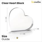 Wedding Gifts For Bride and Groom - Personalised Wedding Date Gift for Couples, The Day We Got Married, Acrylic Heart Block Ornament With Grey Gift Bag